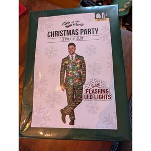 Life of the Party Men's 3 Pc Christmas Party Suit Flashing Lights Medium NEW